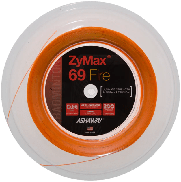 Ashaway ZyMax 69 Fire Orange Badminton String Reel 200m Badminton Strings Ashaway 