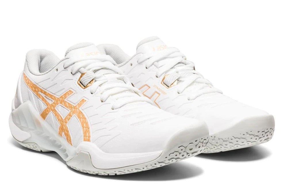 Asics Blast FF 2 Women's Court Shoe White/Champagne 1072A046-102 Women's Court Shoes Asics 