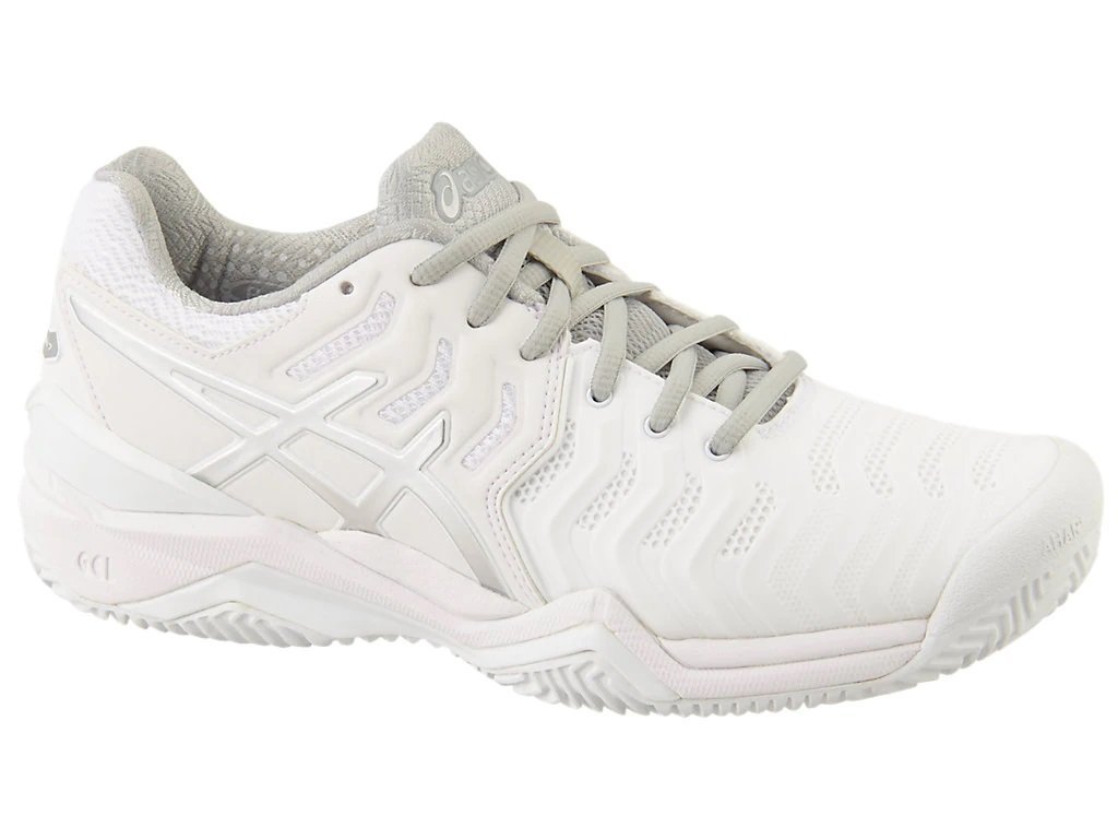 Asics Gel Resolution 7 Clay Womens Tennis Shoes White/Silver E752Y 0193 Women's Tennis Shoes Asics 