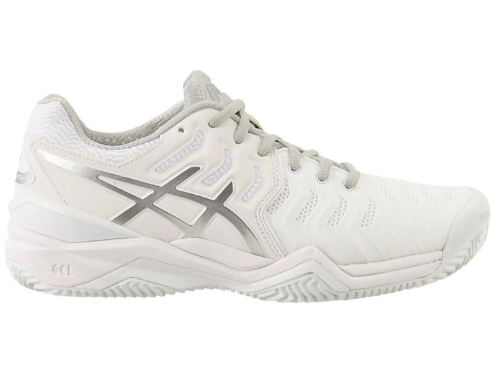 Asics Gel Resolution 7 Clay Womens Tennis Shoes White/Silver E752Y 0193 Women's Tennis Shoes Asics 