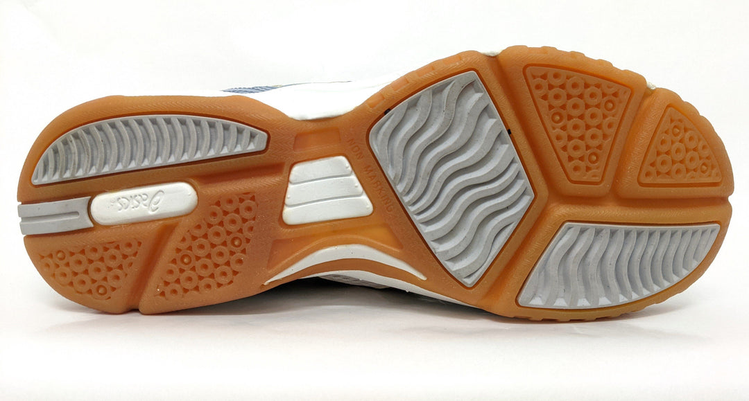 Asics Gel Rocket 4 White/Silver/Blue Women's Court Shoe BN654 Women's Court Shoes Asics 