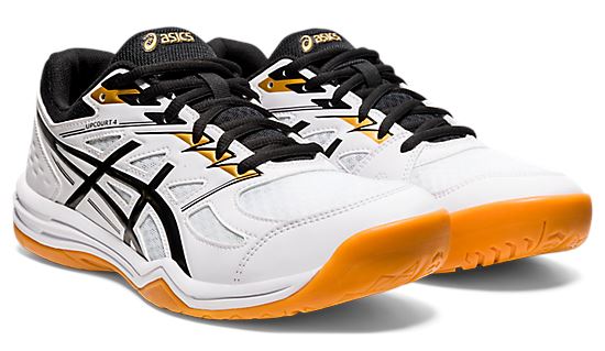 Asics Gel-Upcourt 4 White/Black/Gold Men's Court Shoe Men's Court Shoes Asics 