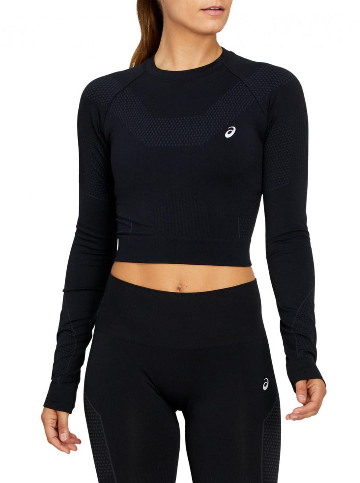 Asics Long Sleeve Jersey Lite-show Crop Black 2012B271 T-Shirts Ladies Asics 