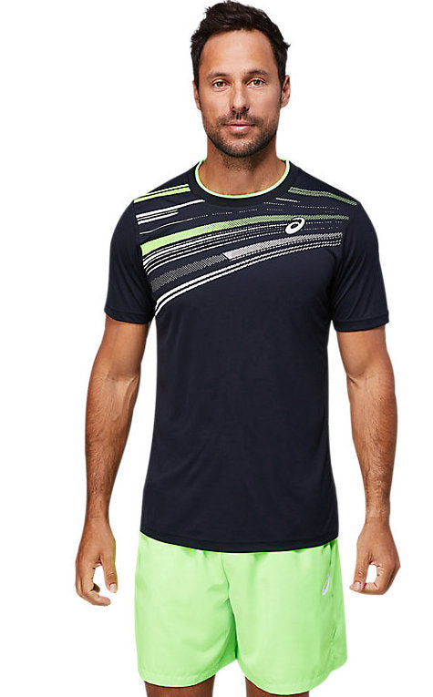 Asics Men's Court Graphic SS Top Black/Green T-Shirt 2041A172-001 Men's Clothing Asics 