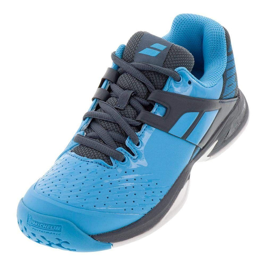 Chaussures Junior Babolat Pulsion All Court Kid 32f21518 1060 Blanc Et Bleu BABOLAT Chaussures Junior Babolat Pulsion All Court Kid 32f21518 1060 Blanc Et Bleu BABOLAT