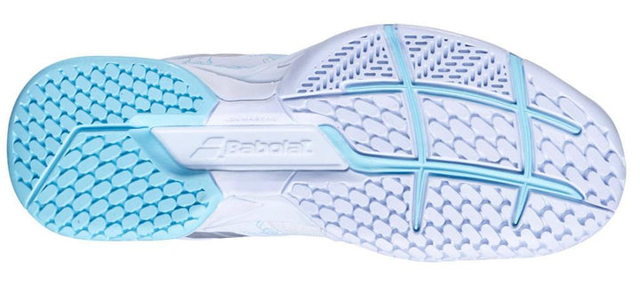 Babolat Propulse Blast White-Blue Stream All Court Tennis Women's Shoes 31S20447 Sample Women's Tennis Shoes Babolat 