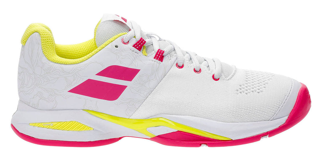 Babolat Propulse Blast White/Red Rose All Court Tennis Women's Shoes 31S20447 Sample Women's Tennis Shoes Babolat 