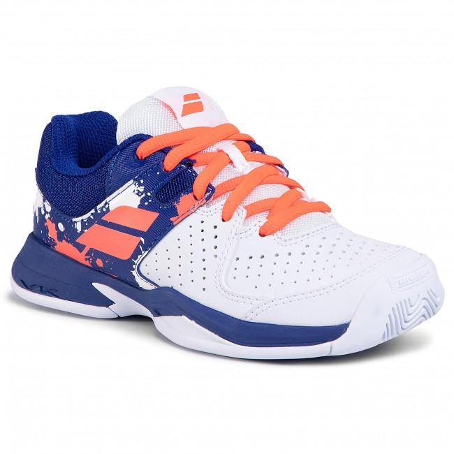 Babolat Pulsion All Court Jr Hybrid Tennis Shoe Sample Men's Tennis Shoes Babolat 02.5M (4.0W) White/Dazzling Blue 