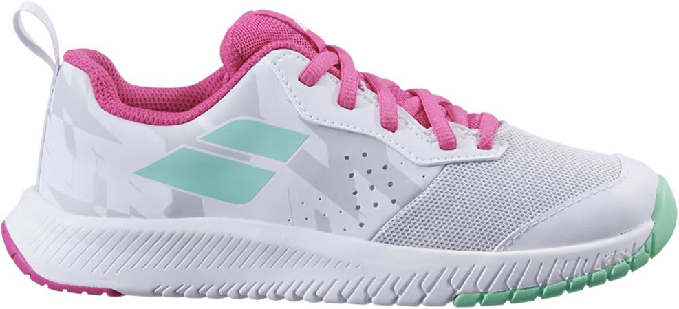 Babolat Pulsion All Court Junior Hybrid Tennis Shoe Sample 33S21482 KidsTennisShoes Babolat 2.5 Men's / 4.0 Women's White/Red Rose 