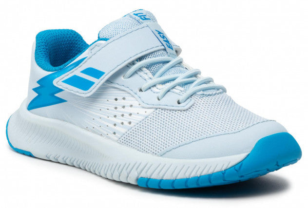 Babolat Pulsion All Court Kid Hybrid Tennis Shoe Sample 33S21518 KidsTennisShoes Babolat K13.5 White/Illusion Blue 