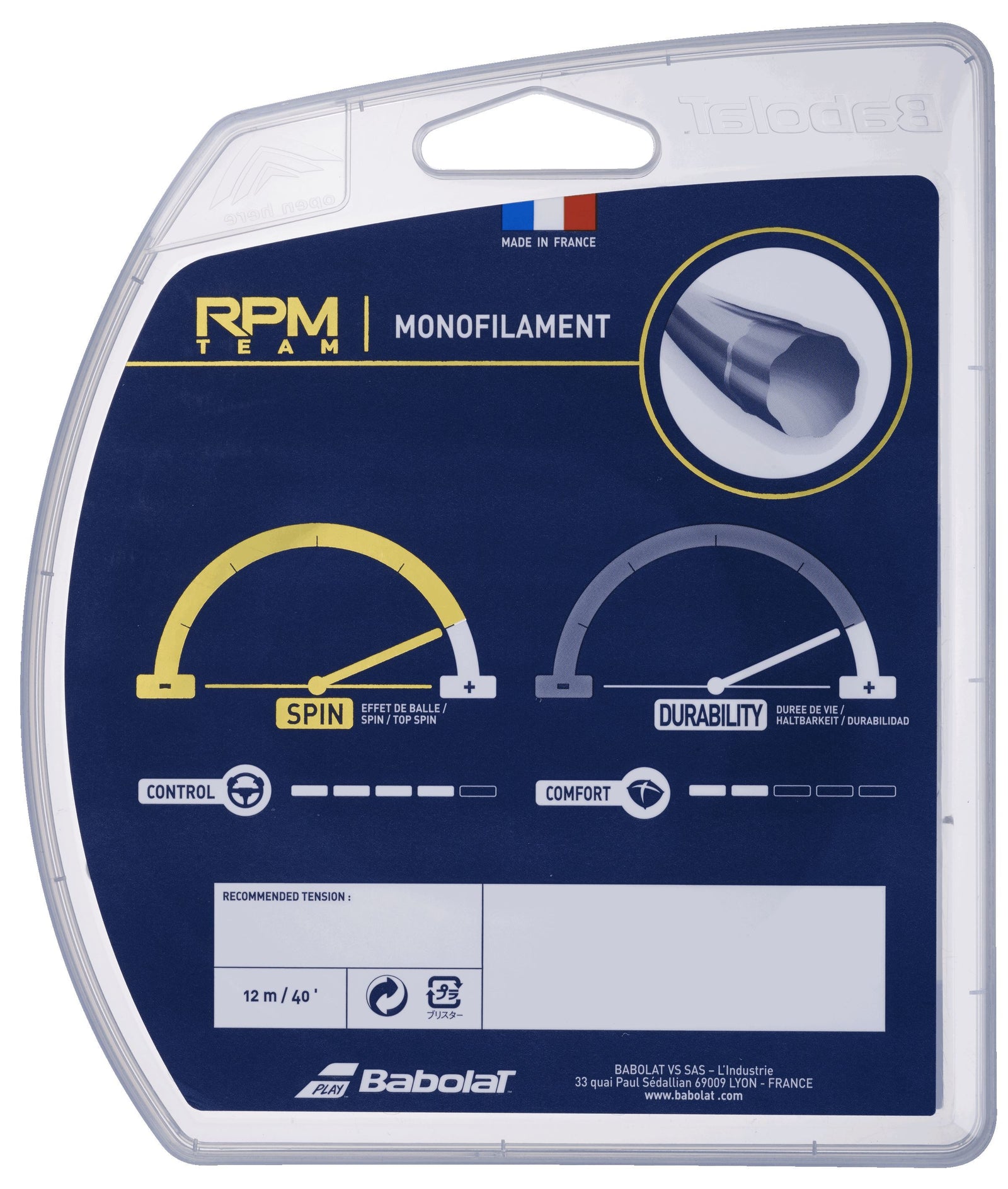Babolat RPM Team 17g Black Tennis 12M String Set Tennis Strings Babolat 