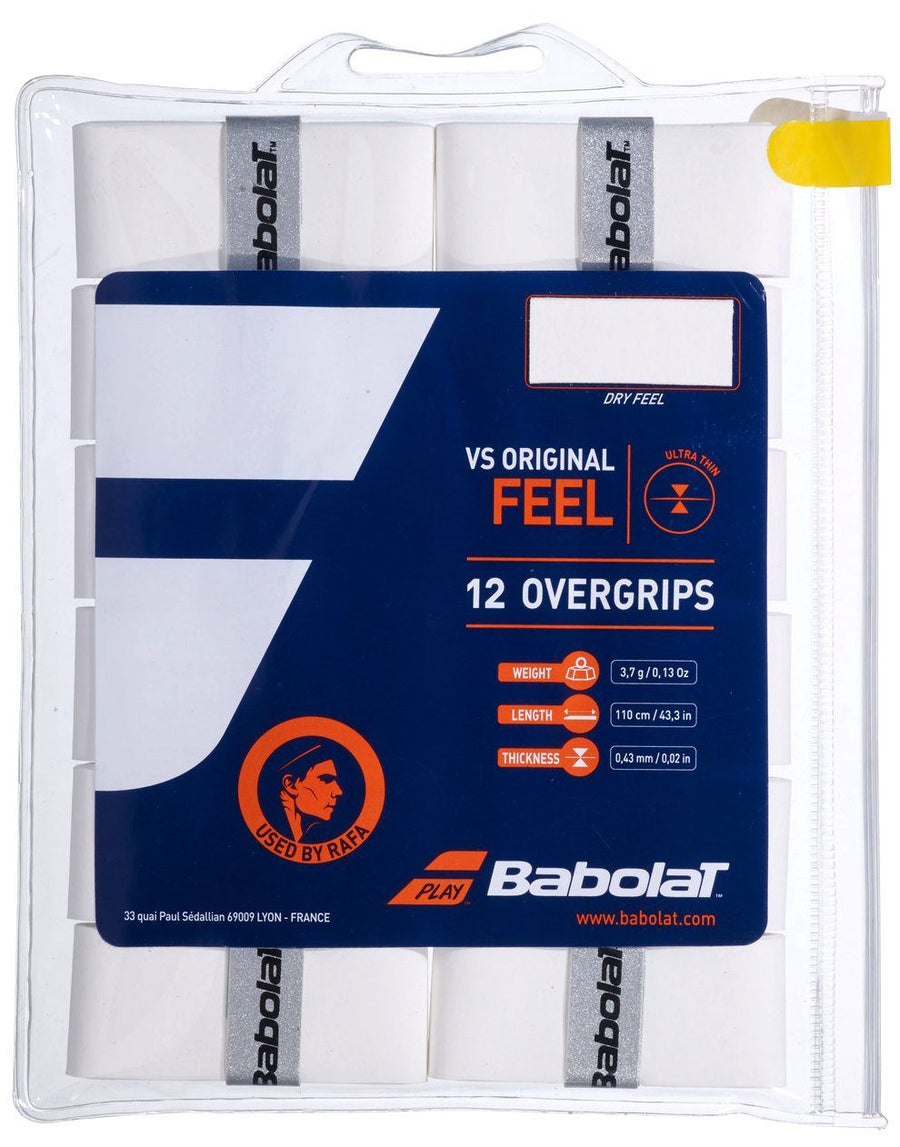 Babolat VS Original FEEL Overgrip X12 Pack of 12 Grips Babolat White 