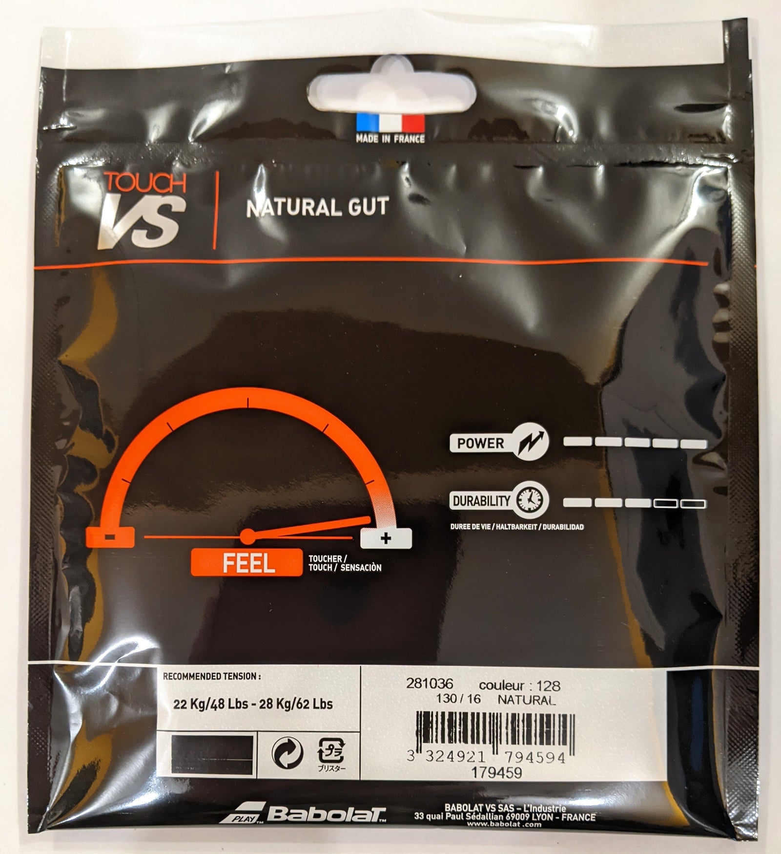 Babolat VS Touch 130/16 Original Natural Gut 6M String Set (Half Set) Tennis Strings Babolat 