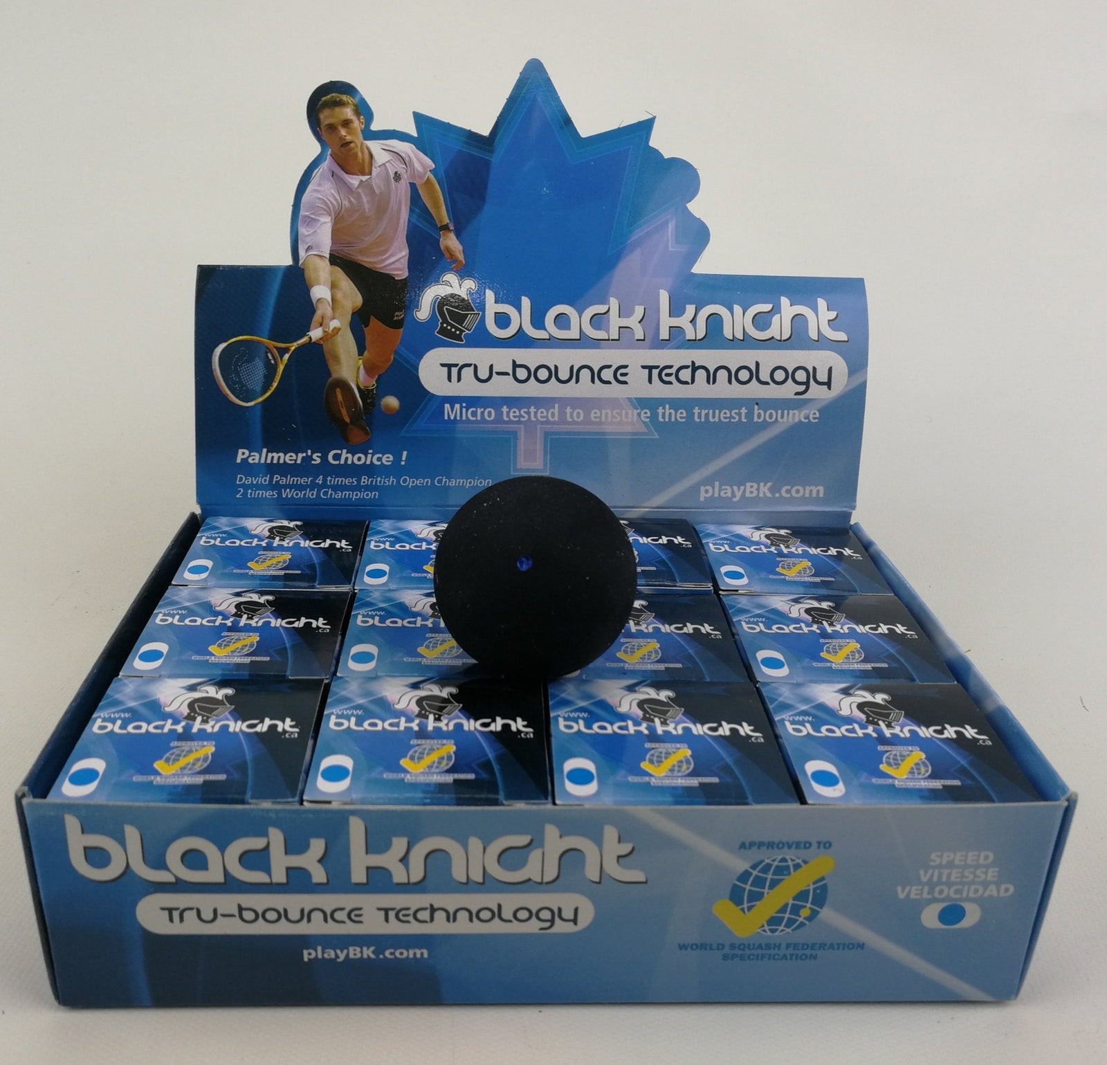 Black Knight Tru-Bounce Squash Blue Dot Balls - Box of 12 Squash Balls Black knight 