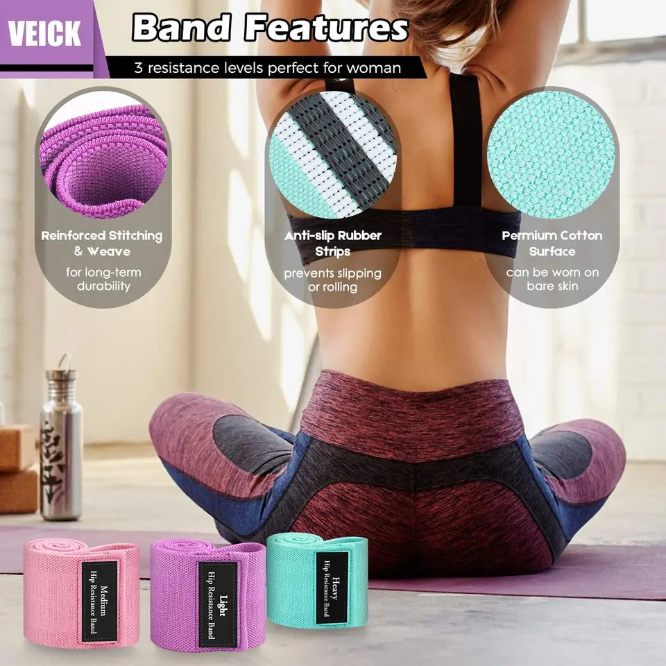Hip Resistance Bands Set of 3 (Fitness/Yoga/Stretch) Fitness Gear sportsvirtuoso 