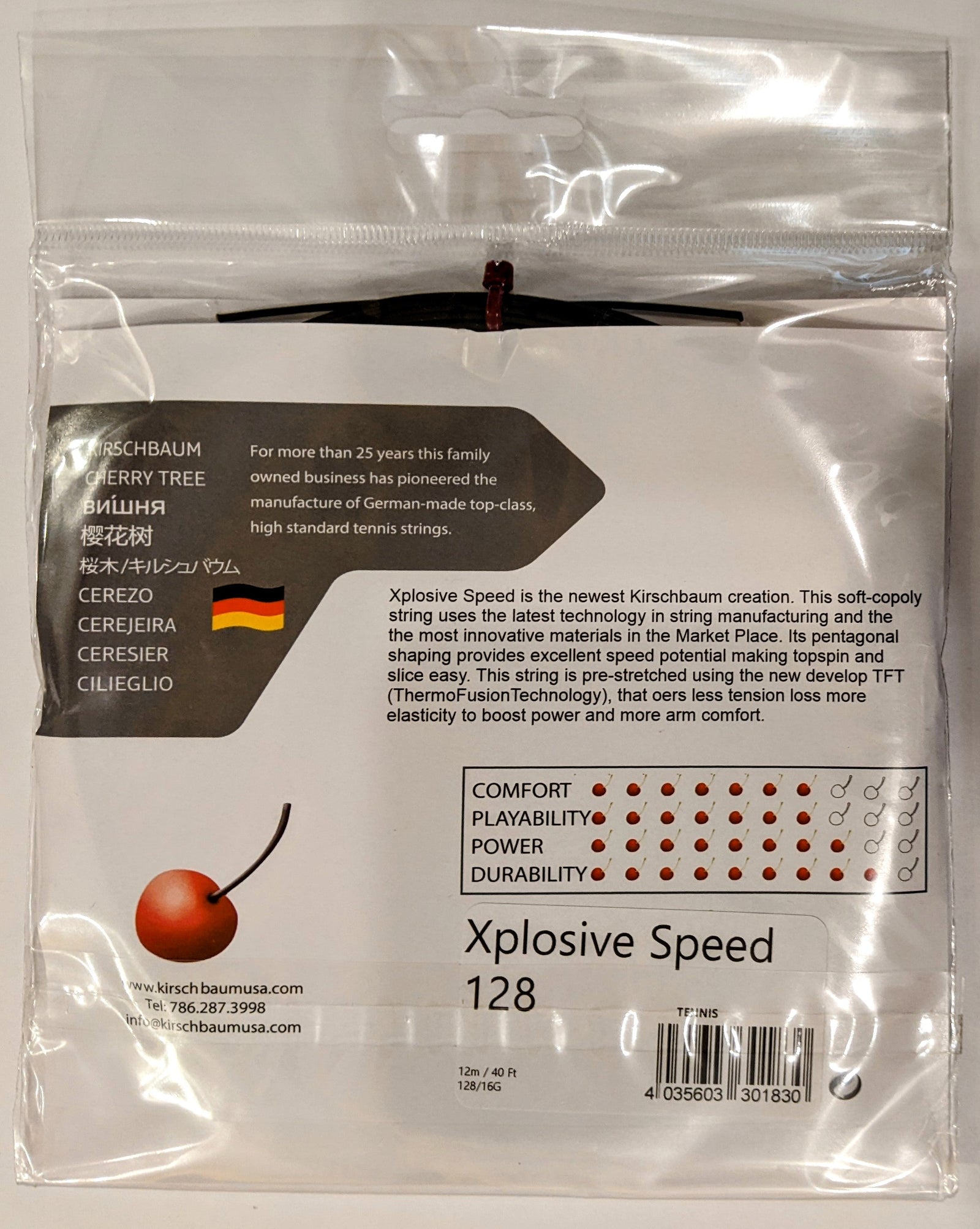 Kirschbaum Xplosive Speed 128 16g Tennis 12M String Set Tennis Strings Kirschbaum 