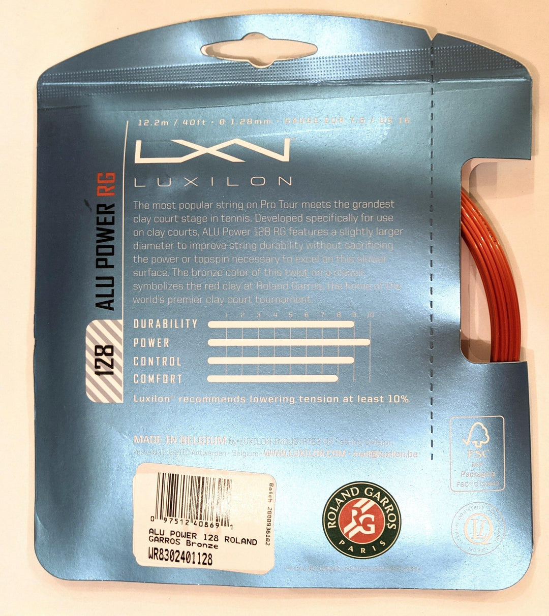 Luxilon Alu Power RG Roland Garros 128 16g Brown Tennis 12M String