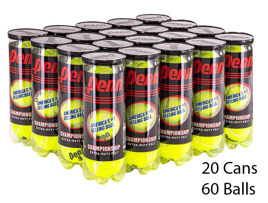 Penn Championship 20 Tennis 3-Ball Cans Case (60 Balls) Tennis balls Head 