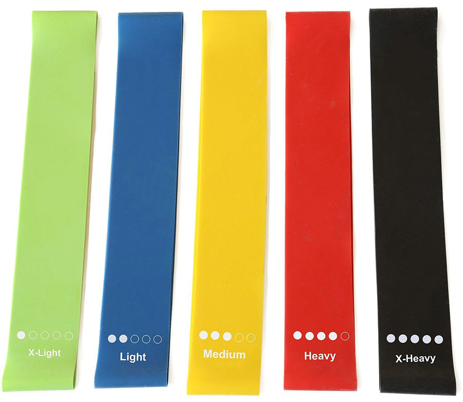 Resistance Bands Set of 5 (100% Natural Latex. Fitness/Yoga/Stretch) Fitness Gear sportsvirtuoso 