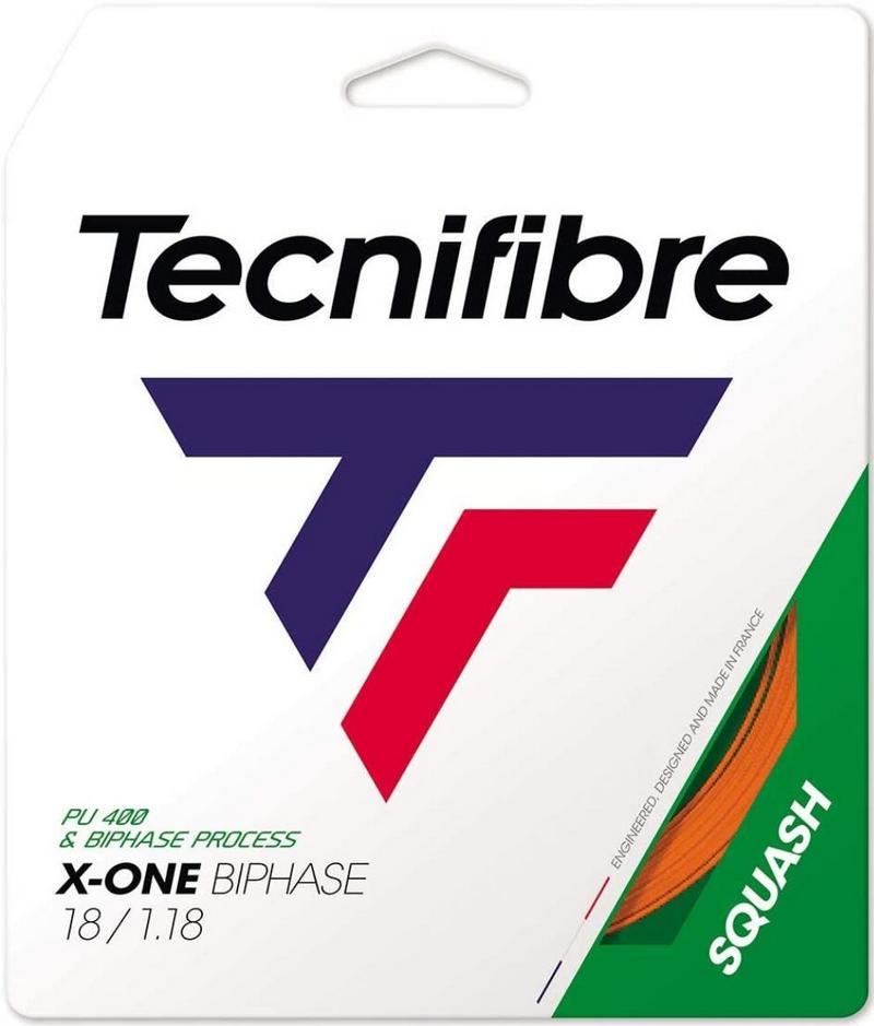Tecnifibre X-One BiPhase 1.18 (18g) Orange Squash String Set Squash Strings Tecnifibre 