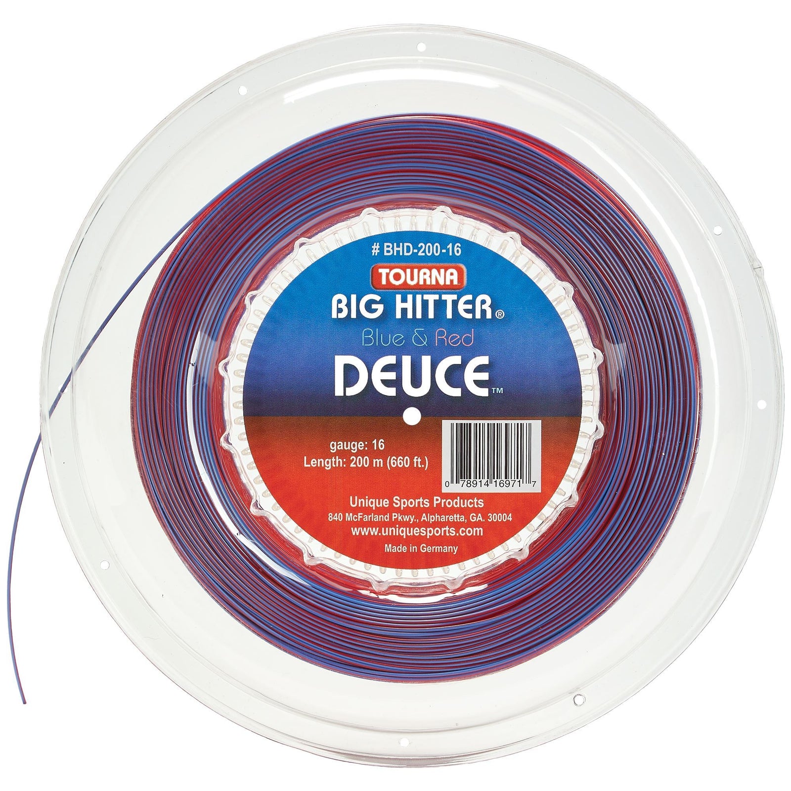 Tourna Big Hitter Deuce Blue-Red 17g Tennis 200m/660Ft String Reel Tennis Strings Tourna 