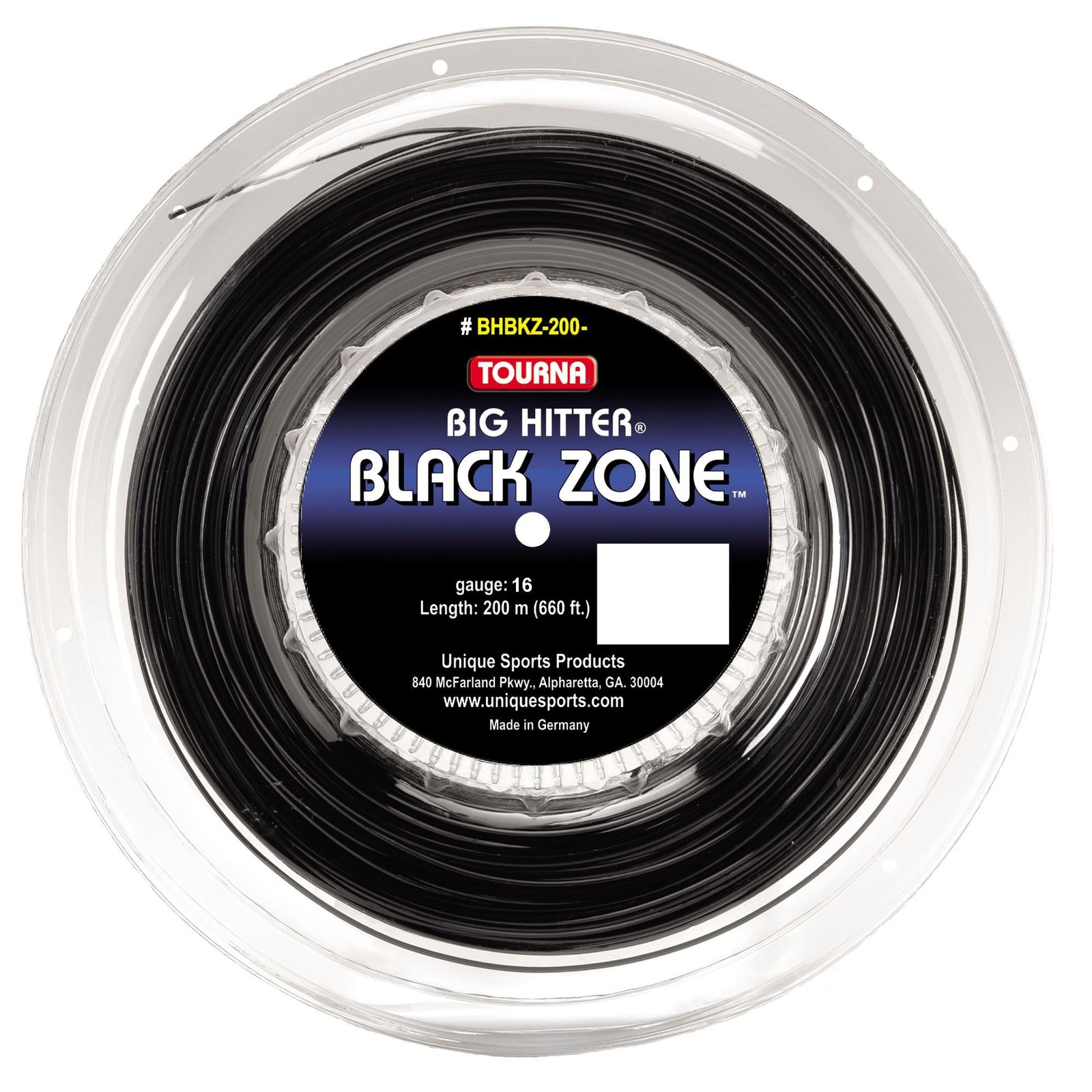 Tourna Black Zone 16g Tennis 200m/660Ft Reel Tennis Strings Tourna 
