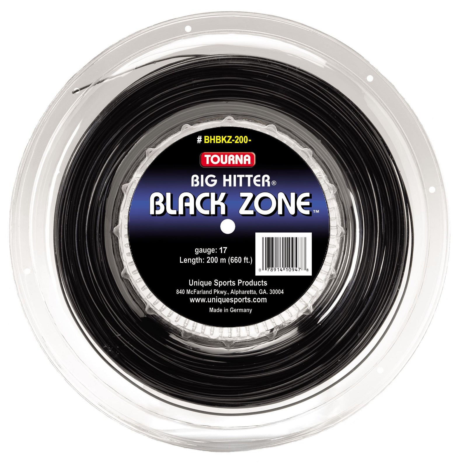 Tourna Black Zone 17g Tennis 200m/660Ft Reel Tennis Strings Tourna 