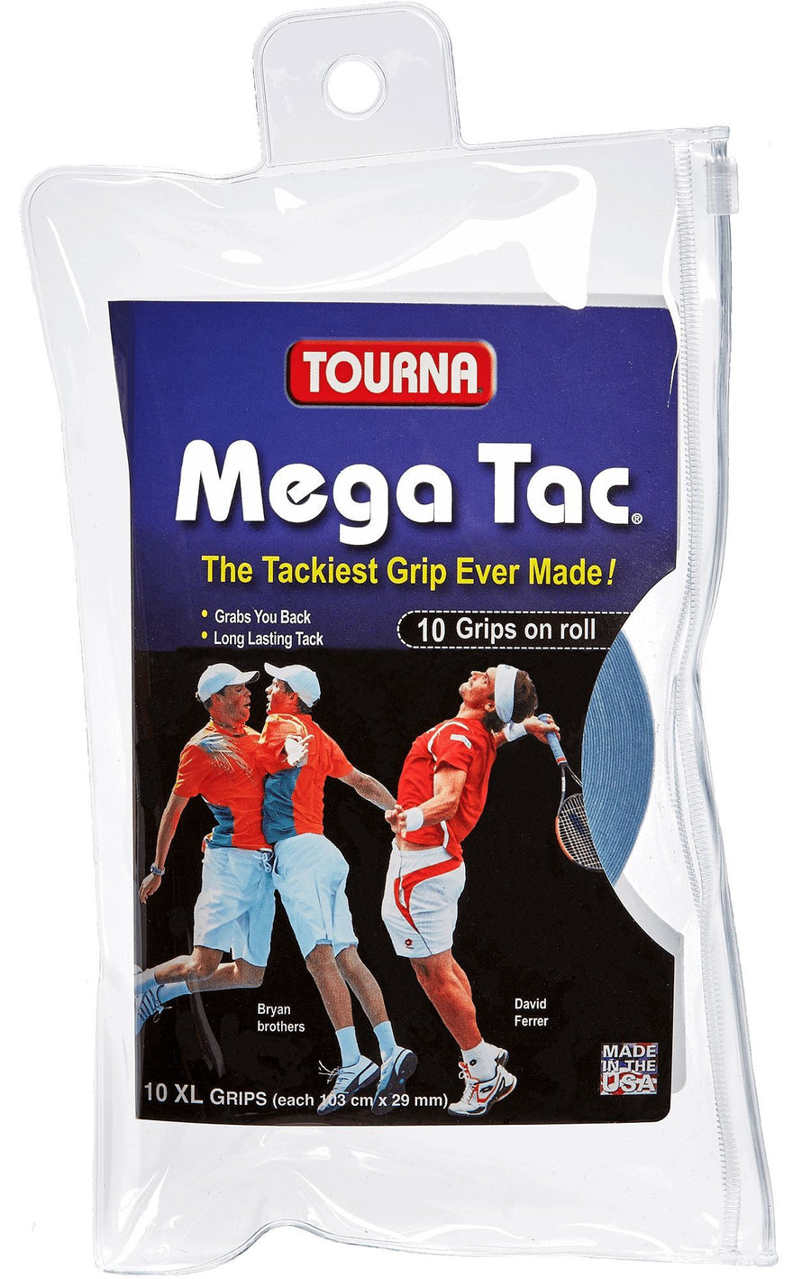 Tourna Mega Tac Wet Feel 10-pack Overgrips Grips Tourna Blue 
