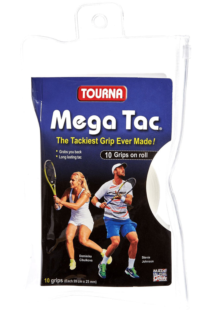 Tourna Mega Tac Wet Feel 10-pack Overgrips Grips Tourna White 