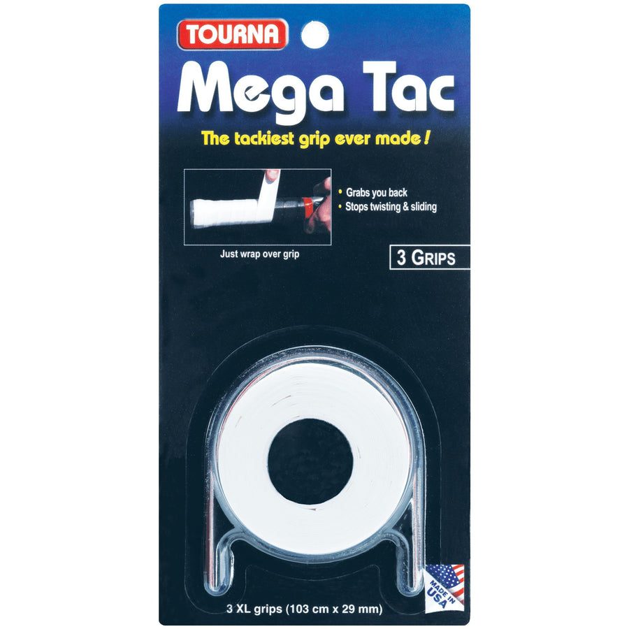 Tourna Mega Tac Wet Feel 3-pack Overgrips MT-W Grips Tourna White 