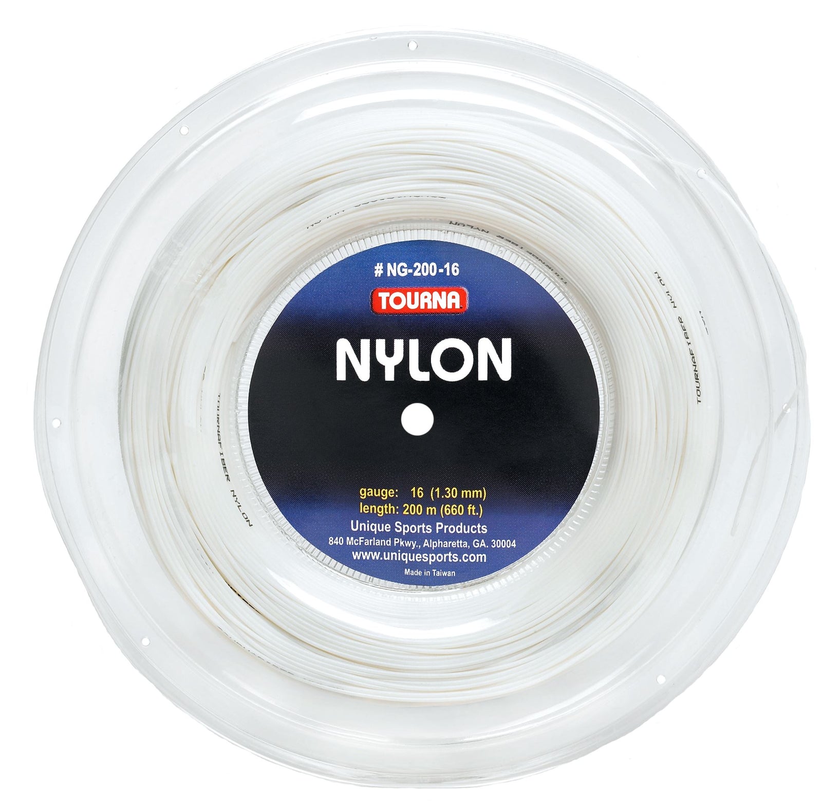 Tourna Nylon 16g Tennis 200M String Reel Tennis Strings Tourna White 