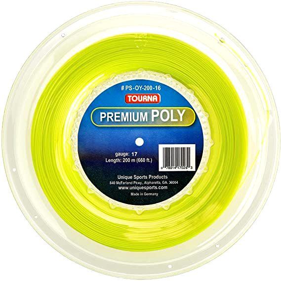 Tourna Premium Poly Durable Tennis String, Optic Yellow