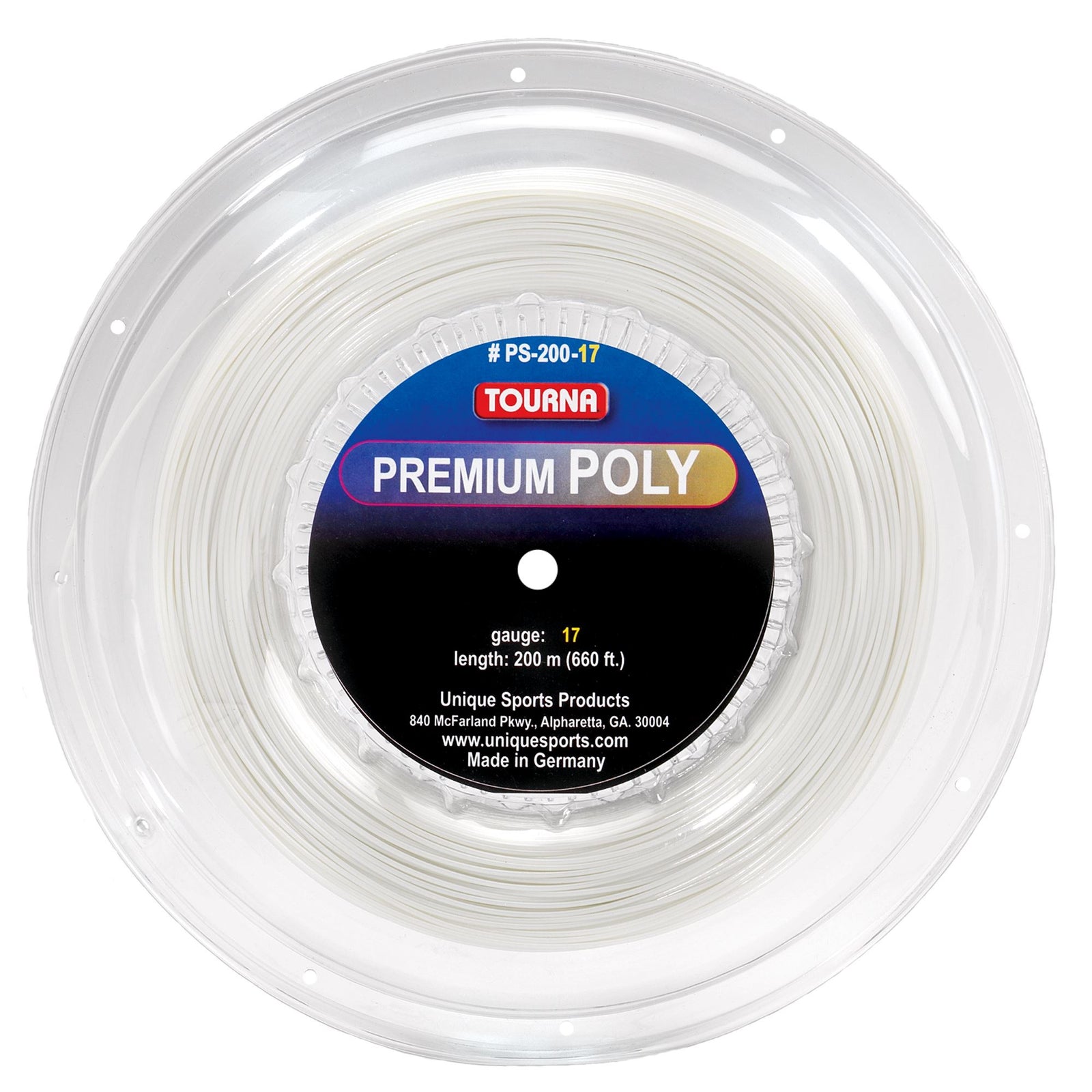 Tourna Premium Poly 17g Tennis 220m String Reel Tennis Strings Tourna Ivory 