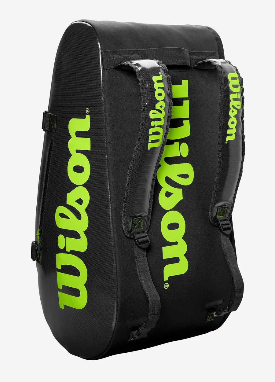 Wilson Super Tour 3 Compartment 15 Racquet Charcoal/Green Racquet Bag Bags Wilson 