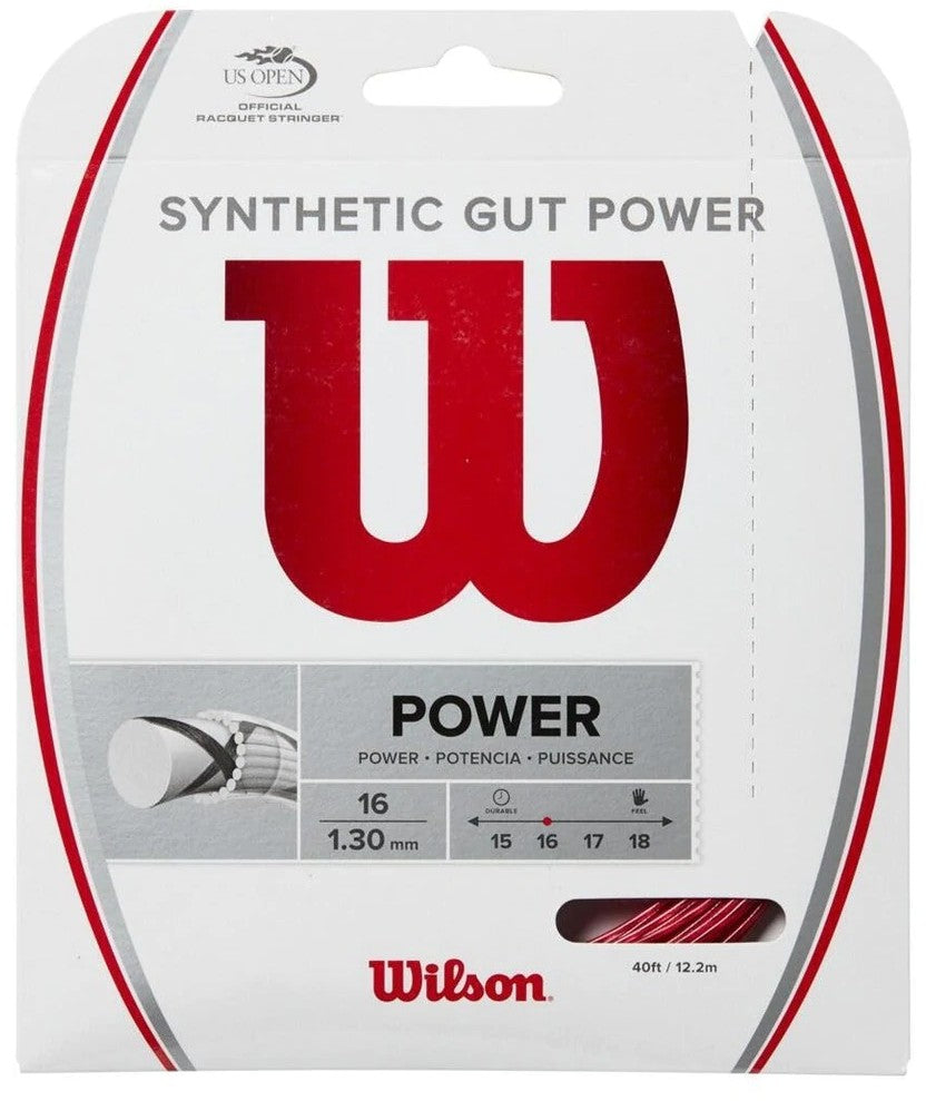 Wilson Synthetic Gut Power 16g Red Tennis 12m String Set Tennis Strings Wilson 