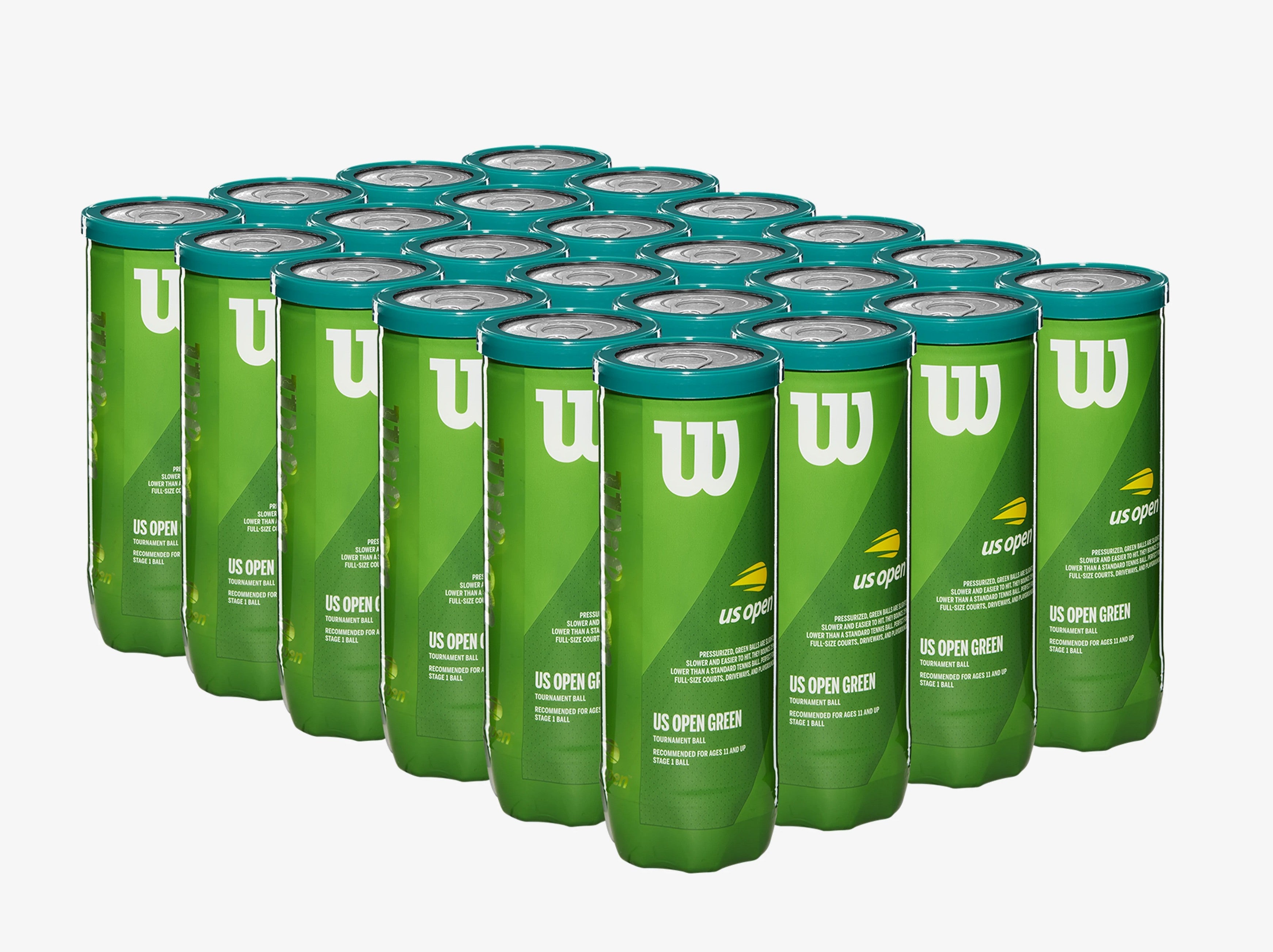 Wilson US Open Green Tournament 3 Ball Can Stage 1 Case of 24
