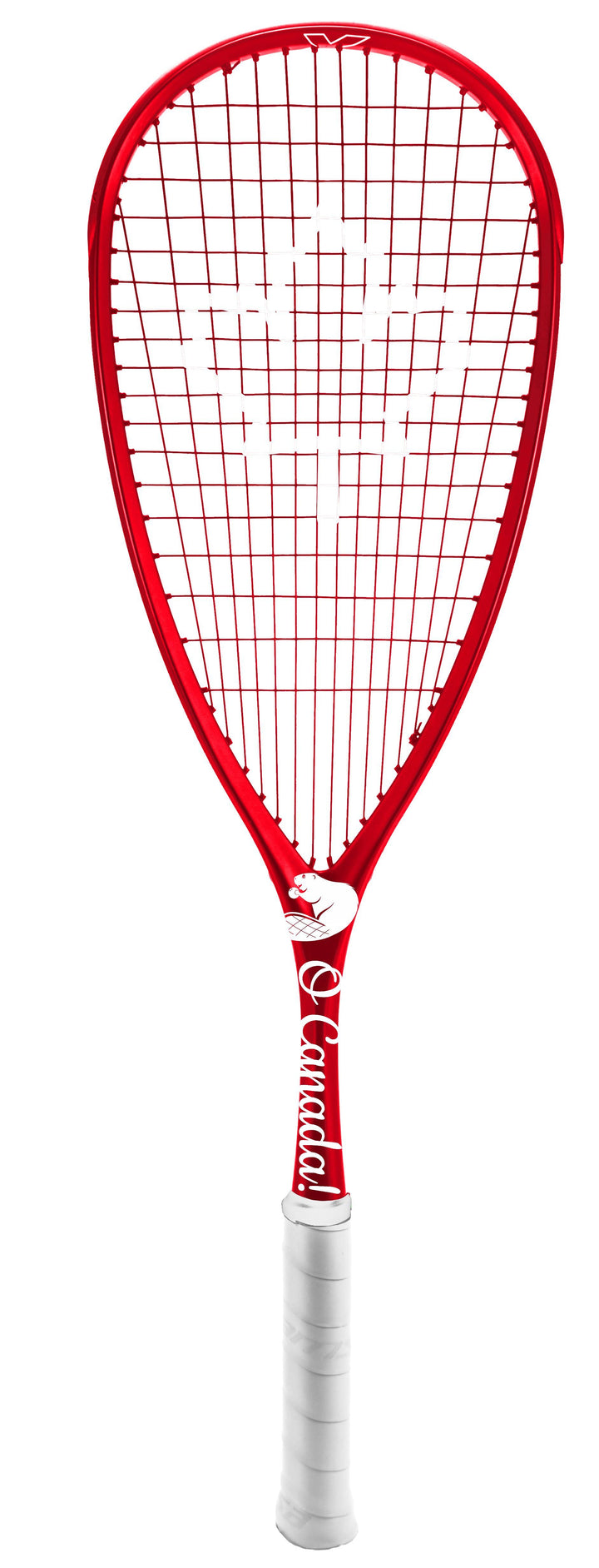 Xamsa Onyx - O Canada! - Limited Edition Squash Racquet with Top Bumper Squash Racquets Xamsa Strung with Xamsa PM18 Red with Canada Stencil 