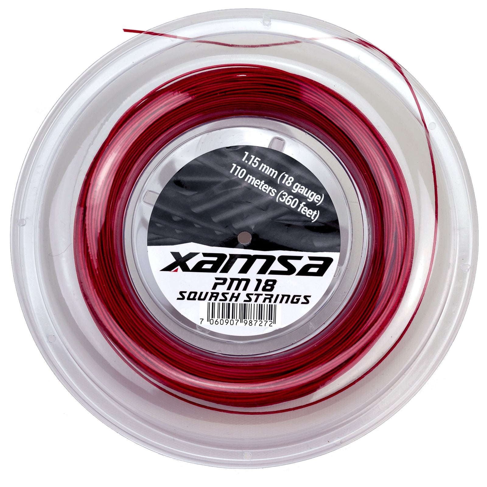 Red Xamsa squash strings, 1.15 mm, 110 meters spool.