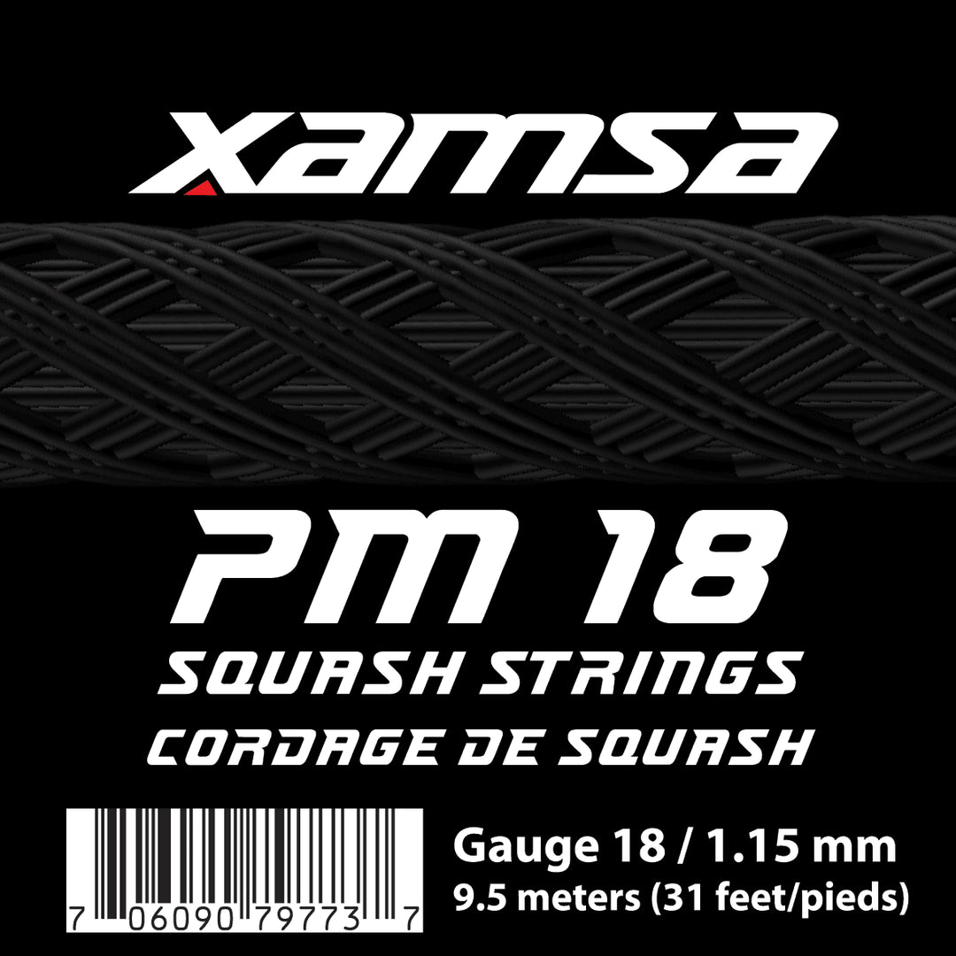 Xamsa PM-18 squash string set (9.5 m) Squash Strings Xamsa Black 