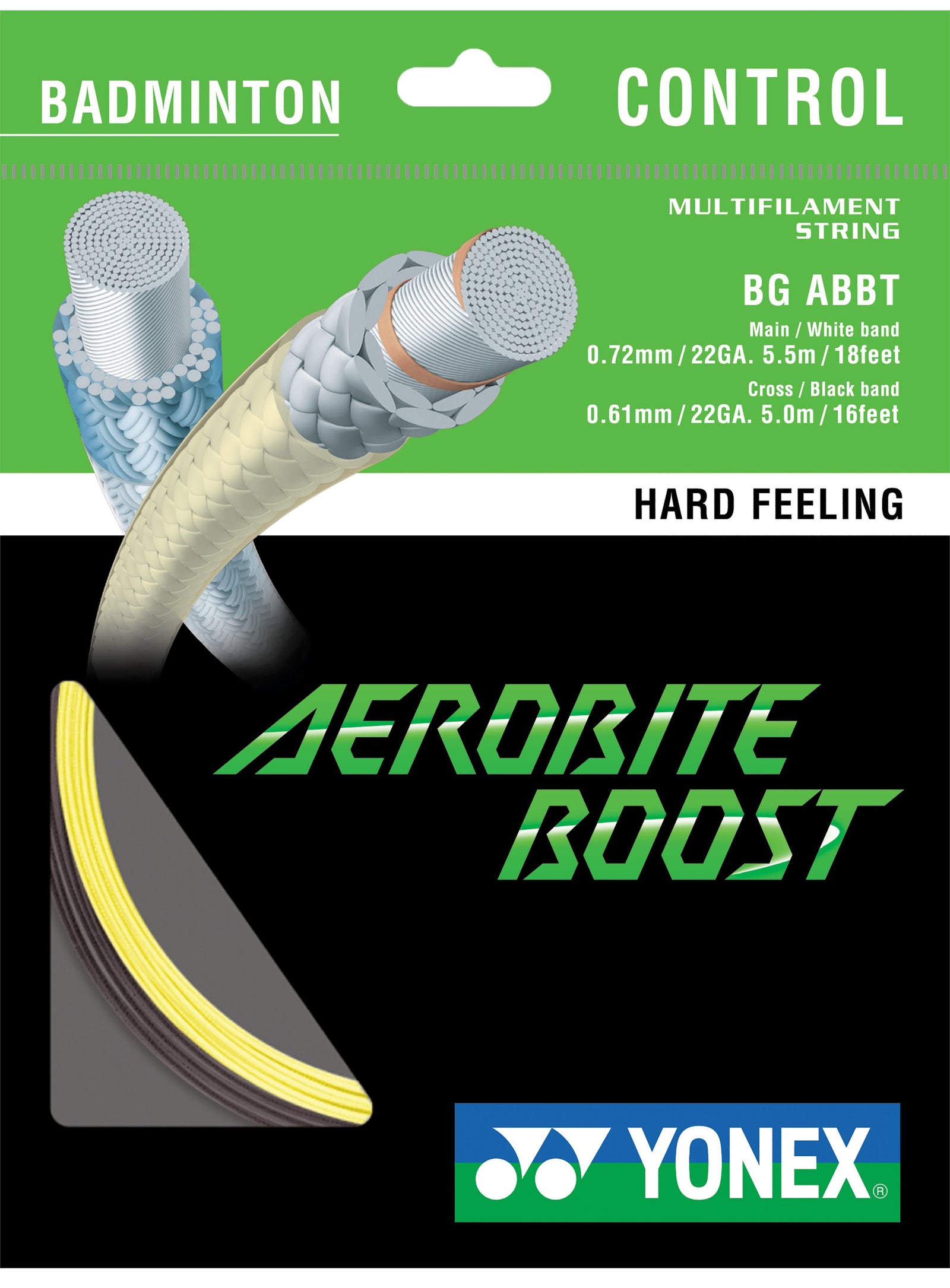 Yonex Aerobite Boost Badminton 5.5+5.0 m String Set Badminton Strings Yonex Grey/Yellow 