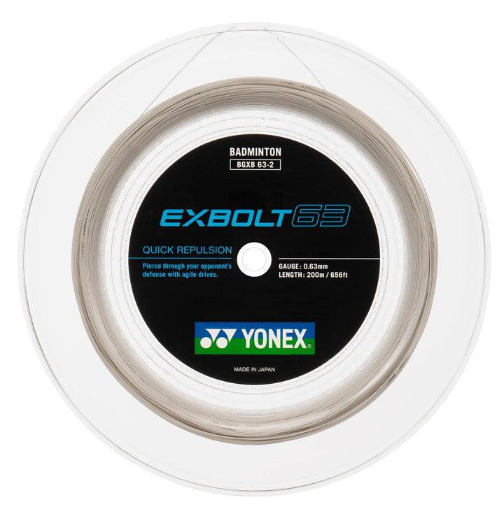 Yonex Exbolt 63 Badminton String 200m Reel Badminton Strings Yonex White 