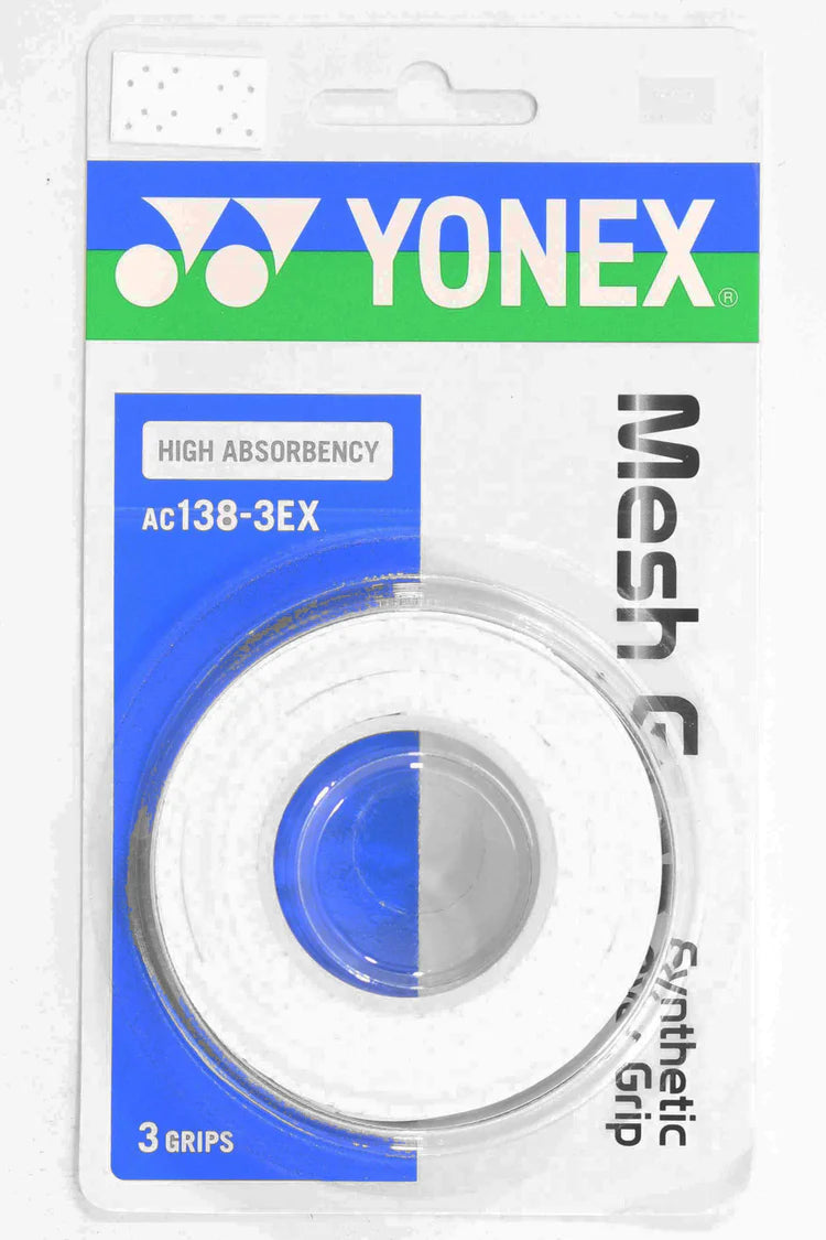 Yonex Mesh Grap AC138 Synthetic Overgrip 3 Pack Grips Yonex White 
