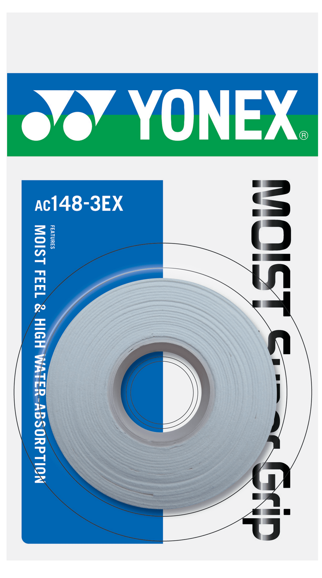 Yonex MOIST AC148EX-3 Overgrip pack of 3 Grips Yonex White 