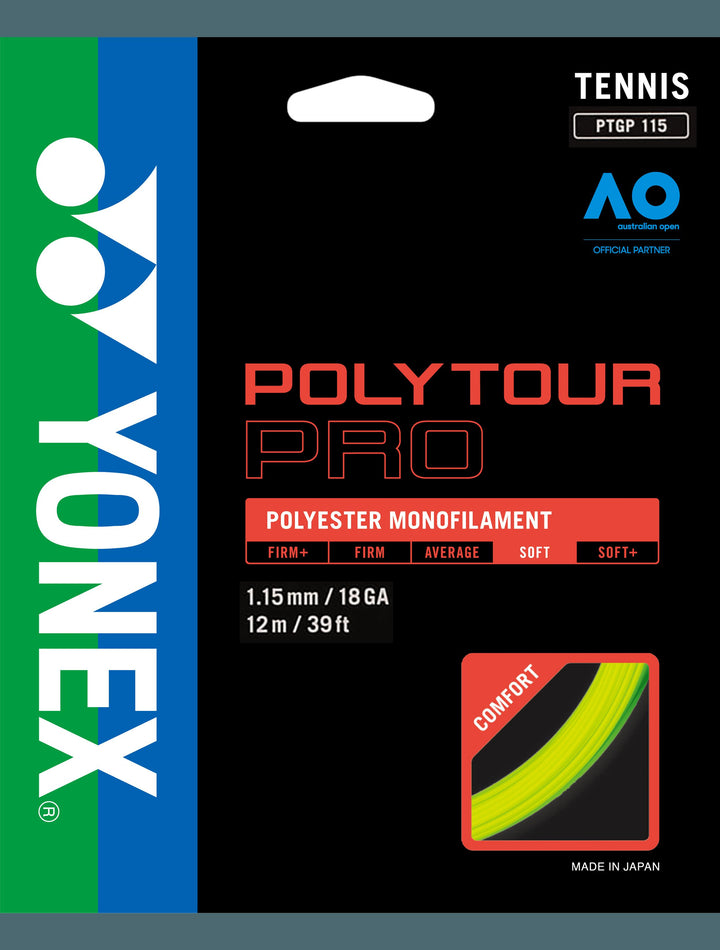 Yonex Poly Tour Pro 115 18g Flash Yellow Tennis 12M String Set Tennis Strings Yonex 