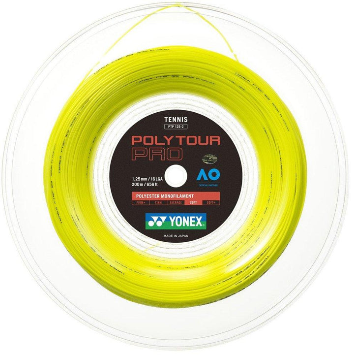 Yonex Poly Tour Pro 125 16Lg Yellow Tennis 200M/656Ft String Reel Tennis Strings Yonex 