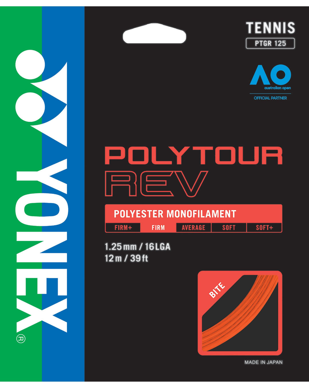 Yonex Poly Tour Rev 125 16Lg Red Tennis 12M String Set Tennis Strings Yonex 