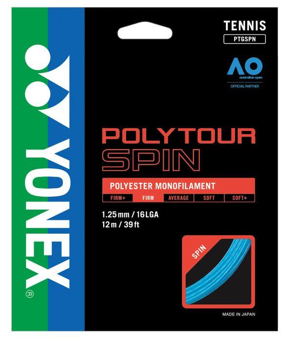 Yonex Poly Tour Spin 125 16Lg Blue Tennis 12M String Set Tennis Strings Yonex 