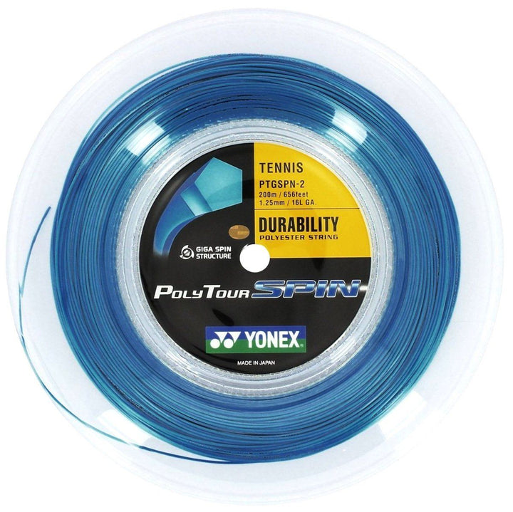 Yonex Poly Tour SPIN 125 16Lg Blue Tennis 200M/656Ft String Reel Tennis Strings Yonex 