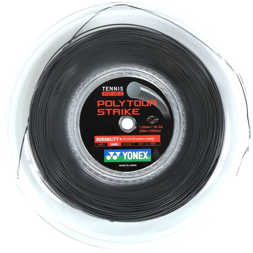 Yonex Poly Tour Strike 125 16Lg Black Tennis 200M String Reel Tennis Strings Yonex 